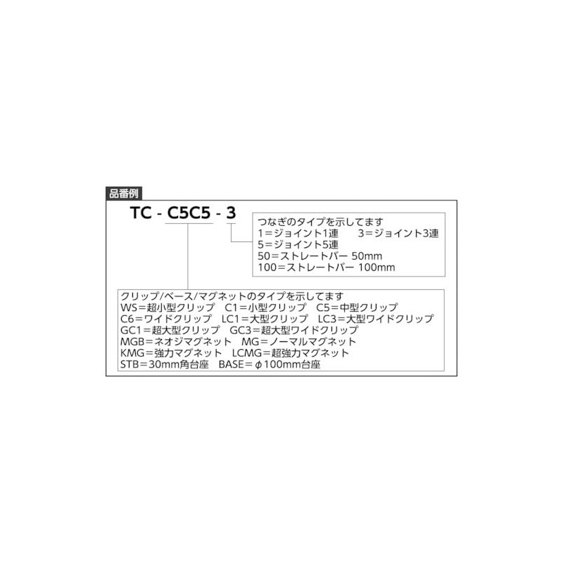 TRUSCO Holder, Clip Medium Clip + Straight 50 + Large