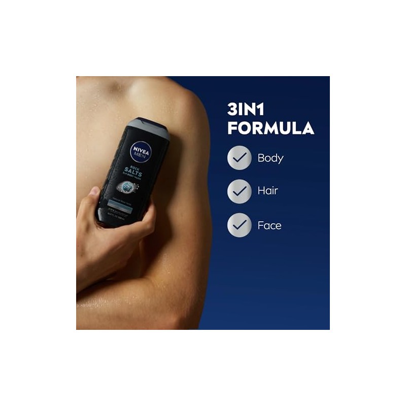 NIVEA Men DEEP Rock Salts Body Wash - Exfoliating Deep
