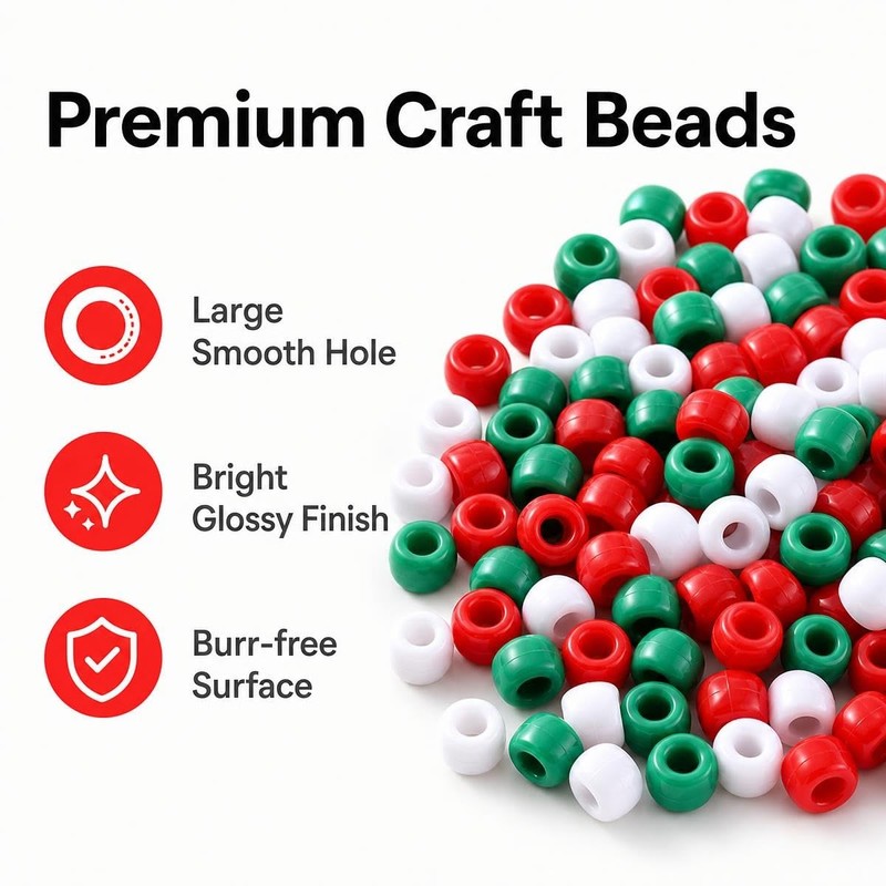 500Pcs Christmas Pony Beads Bulk Acrylic Beads for Jewelry Making