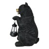 Rustic Garden Cute Black Bear Holding Solar Lantern Path Light