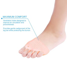 Separadores de dedos 2 pares de silicona Alisador de pies Corrector Alivio del malestar Hallux Valgus Protector de pies(Desnuda)