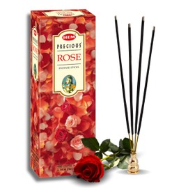 HEM Precious Rose Incense Sticks Pack Of 120 Count | Natural, Pure House & Flower Powder | Fresh & Long Lasting Fragrance | Aromatherapy Incense For Air Purifier, Stress Relief & Cleansing | 120 Count (Pack of 1)