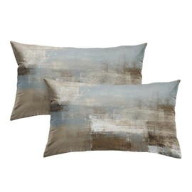 Britimes Throw Pillow Covers Modern Home Art Decor, 12 x 20 Inches Set of 2 Pillow Cases Decorative, Abstract Oil Painting Pillowcases for Bedroom, Living Room, Grey Beige