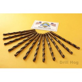 Drill Hog USA 3/16" Drill Bit HI-Molybdenum M7 HSS Lifetime Warranty USA 12 Pack