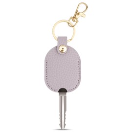 Leather Car Key Cover, Key Covers for Car Keys, Broken Key Protector with Iron Key Ring (Purple)