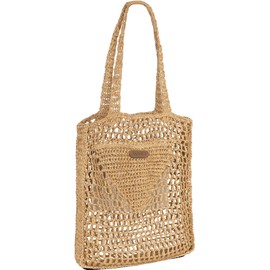 normani Women's Shoulder Bag Beach Bag Swimming Bag with Inner Pocket and 7 Litre Volume Beach Bag Summer Bag Shoulder Bag Made of Braided Paper 35 x 33 x 6 cm