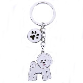 BbearT® Dog Tag Dog Key-ring Keychain,Cute Small Dog Puppy ID Tags Metal Dog Keychain Keyring Keyfob Key Tags Car Keyring Bag Charm Birthday (Bichon Frise 3#)