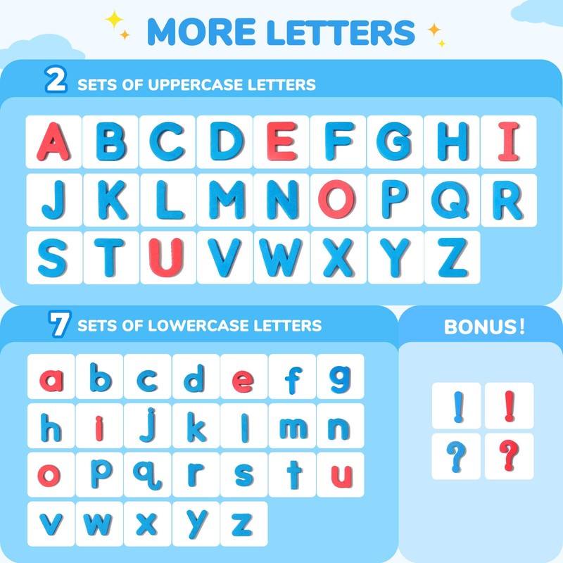 Gamenote Classroom Magnetic Letters Kit 238 Pcs with Double-Side Magnet
