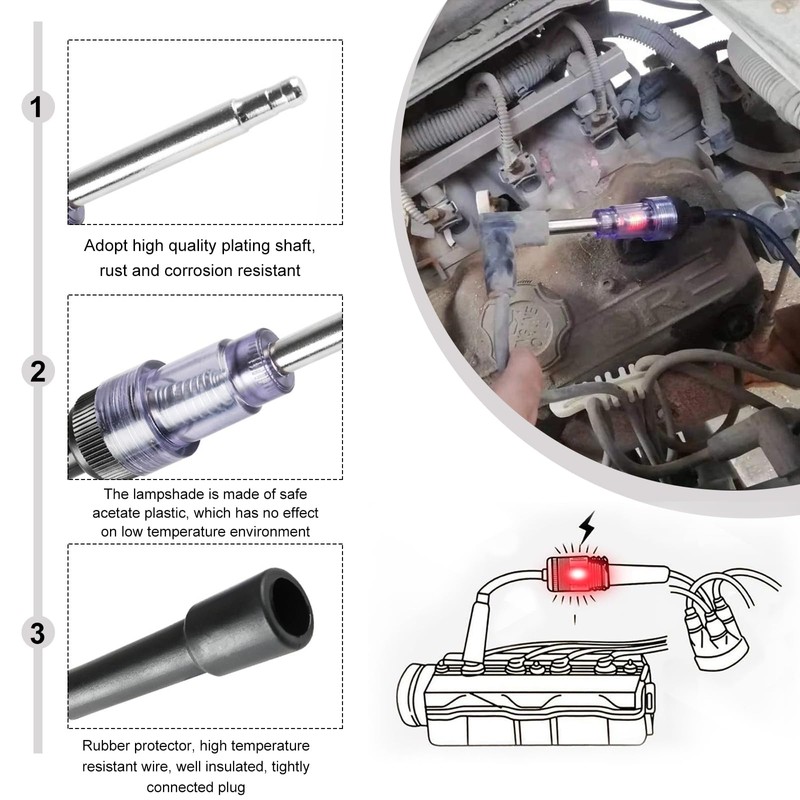 JUSTTOP Inline Spark Plug Tester, Heat Resistant Plug Engine Ignition