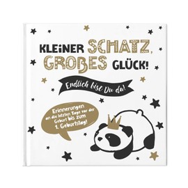 Baby Book - My First Year - to Enter for Boys & Girls - Baby Diary 21 x 21 cm to Fill in Baby Album Baby Diary Scandi Gift for Birth to 1st Year Gold