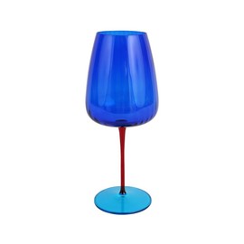 Vietri Pompidou Wine Glass Handblown Elegant Design Glass Aesthetic Barware for Entertaining and Drinking - 9 Inch Blue
