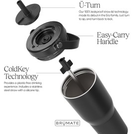 BrüMate Resa 25oz 100% Leakproof Travel Tumbler with Handle & Straw | Flexible Soft Sip Straw | Silicone Sleeve for Durability | Stainless Steel | Cup Holder & Travel Friendly | (Dark Aura)