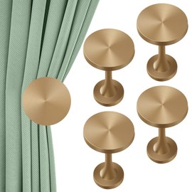 KOLAKO Curtain Holdbacks, Curtain Tie Backs Hooks Metal Decortaive Wall Mount Drapery Curtain Holders Hanger Round Medallion Brass Hold Backs Pair, 4 Pack (Bronze Gold)