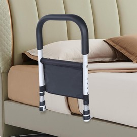 Bed Rails for Elderly Adults Safety, Medical Bed Assist Rail for Seniors, Bed Side Rails for Queen Bed, Height Adjustable Bedside Bed Cane Grab Bar Handle with Storage Bag Fits King Twin Full Size Bed