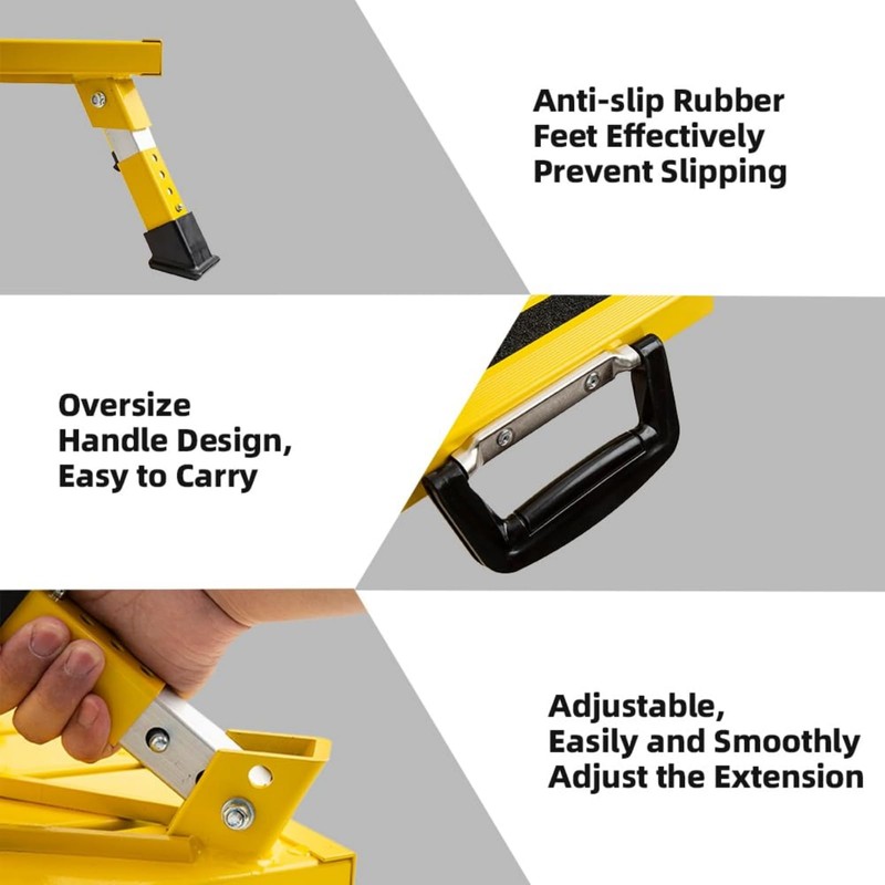 Homeon Wheels Aluminium RV Steps Adjustable Folding Step Stool with