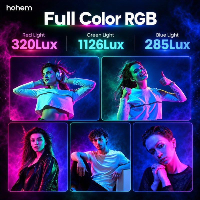 Hohem RGB Video Light, 10W CCT 2500K-9000K, Portable Full RGB