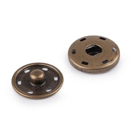 BIG-SAM - 30 mm Press Studs | 5 or 10 Pairs | 30 mm Diameter | Silver-Coloured | Non-Magnetizing Metal | for Sewing (5, Antique Brass)