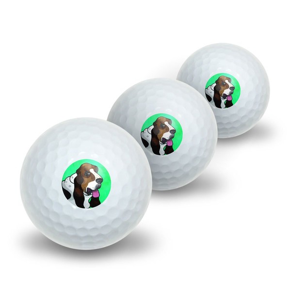 Graphics and More Basset Hound Green Novelty Golf Balls 3 Pack