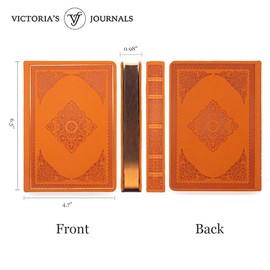 VICTORIA'S JOURNALS Mini Notebook Pocket Vintage Embossing Journal Hard Cover Lined Old Looking Travel Diary Gilded Edge Ribbon Bookmark, 6.5'' x 4.7'',B6