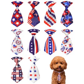 PET SHOW 10 Pack 4th of July Small Dog Ties Neckties for Puppy Doggies Cats Adjustable Holiday Grooming Accessories Patriotic Neck Ties Bowties Girl Boy Pets Memorial Day Holiday Party Costumes
