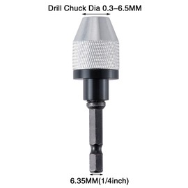 KATUR Keyless Drill Chuck Quick Change Adapter Converter 1/4 Inch Hex Shank 0.3-6.5mm Clamping Range Drill Adapter Mini 3-Jaw Drill Chuck Screwdriver Adapter