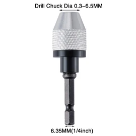 KATUR Keyless Drill Chuck Quick Change Adapter Converter 1/4 Inch Hex Shank 0.3-6.5mm Clamping Range Drill Adapter Mini 3-Jaw Drill Chuck Screwdriver Adapter
