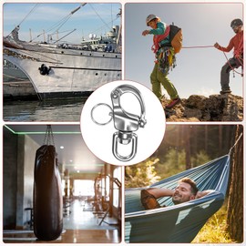 TIXIPEM Swivel Snap Shackles [2PCS] - 316 Stainless Steel Swivel Eye Snap Shackle Use for Sailing Rigging & Camping & Marine - [70MM/2.76IN-500 KG] Quick Release Snap Hook