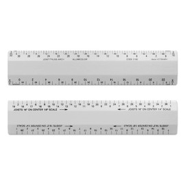 Alumicolor Architect 6 inch Bevel Ruler w/Joist/Truss Scale for Drawing, Drafting & Engineering, Calibrations Divided by (3/32, 3/16), (1/8, 1/4), Silver