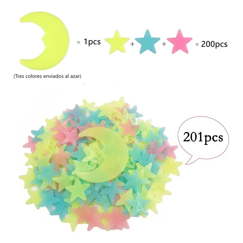 200 Estrellas Fosforescentes Figuras Decorativas Calcomanias