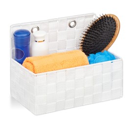 Relaxdays Hanging Storage Basket Organizer Bathroom Hallway Bedroom Hanging Storage H20xW25xD15cm White 1pc
