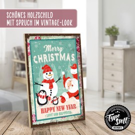 TypeStoff HS-01041 Wooden Sign with Saying - Merry Christmas - Vintage Look with Quote as a Gift and Decoration on Christmas Theme
