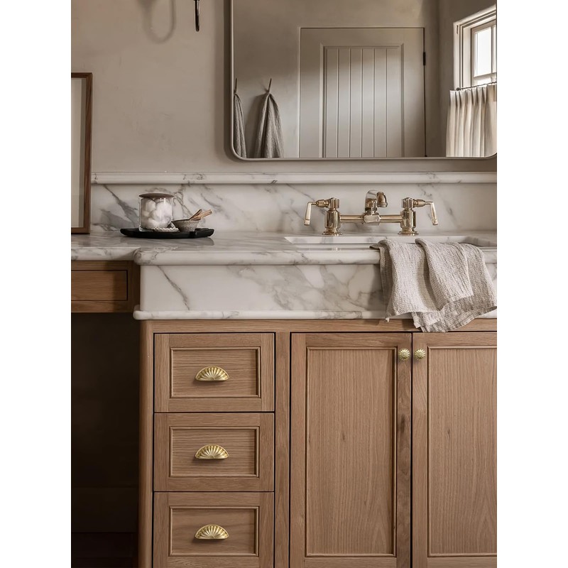 JIASENBAO Brushed Gold Cabinet Cup Pulls 3" Hole Center 2