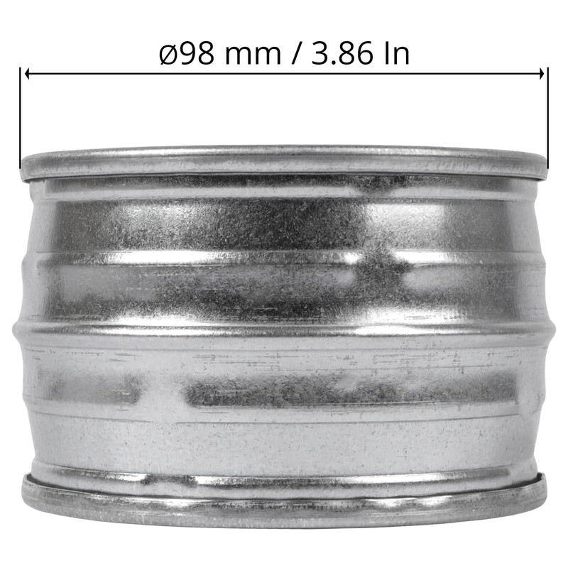 4" Inch Galvanized Metal Vent Duct Connector - Round Extension