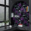 Black Foral Wallpaper Peel and Stick Dark Purple Rose Contact