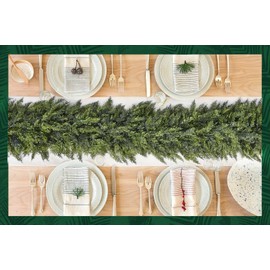 DearHouse 6.5Ft Christmas Garland Pine Cypress Greenery Garland,Artificail Pine Christmas Garland for Holiday Season Mantel Fireplace Table Runner Centerpiece Decoration (Dark Green)