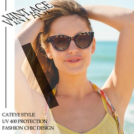 Joopin Big Yellow Leopard Cateye Sunglasses Polarized, Retro Tortoise Shell Cat Eye Sun Glasses UV Protection, Elegant Round Cat Rim Shades Sunnies