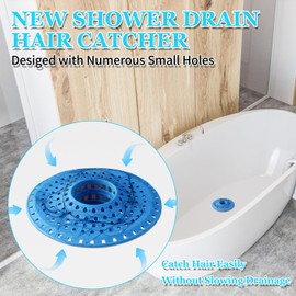 Aluvor Shower Hair Drain Catcher, Silicone Bathtub Drain Hair Catcher Strainer, All-in-one Tub Hair Catcher Drain Protector for 1.48'' to 1.76'' Regular Drains, 3PCS/Blue