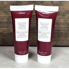 KORRES 2X ~ Korres Wild Rose Brightening 24 Hour Moisturizer ~ 0.68 oz, 20 ml, sealed