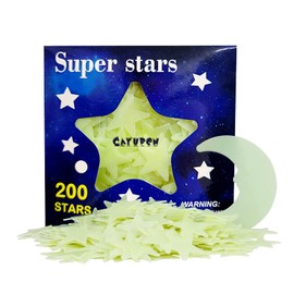 CAYUDEN 3D Glow in the Dark Stars Children's Room Plastic Stickers for Ceiling Stars and Moon Luminous Stars Plastic Wall Sticker for Ceiling Wall Sticker Children's Room 201 Pieces