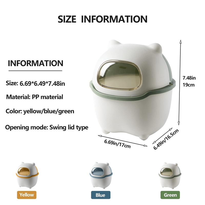 Benshukam Mini Desk Trash Can Flip Countertop Garbage Bin Small