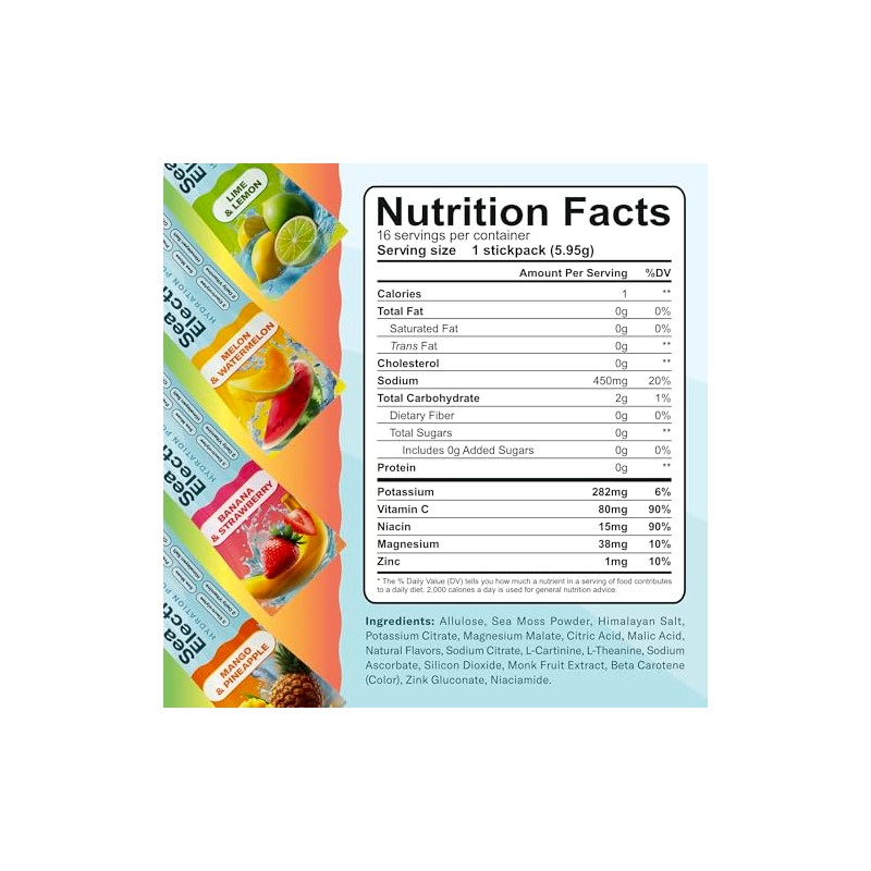 TrueSeaMoss Electrolytes Powder Concentrate Packets – Made in USA –