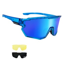 GIEADUN Polarized Sports Sunglasses Cycling Glasses Baseball Sunglasses with 3 lenses,Fishing,Ski Running Golf (black, Large)