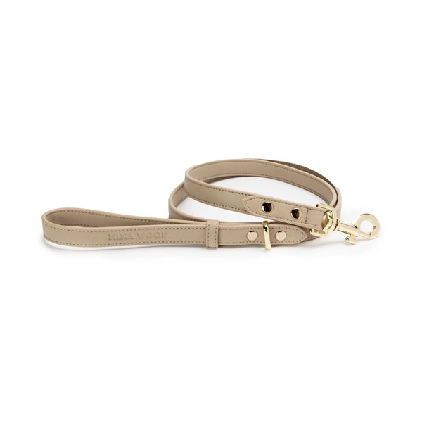 NINA WOOF Leather Dog Leash - Cupertino - Beige Slim