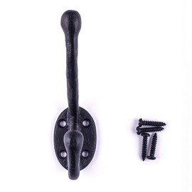 Renovator's Supply Double Coat Hook Rustic Antique Wrought Iron Design Hardware Included