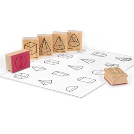 EAI Education Wooden 3D GeoModel Geometric Shape Stamps: Set of 15
