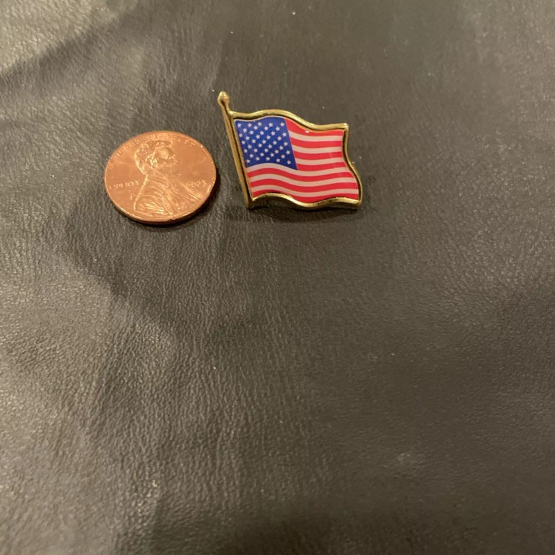 Waving American Flag Enamel Lapel Pin - Gold Metal Small