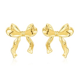 Rajputana Bow Earrings, Gold Silver Bow Stud Earrings for Women, Bow Jewellery Women, Copper