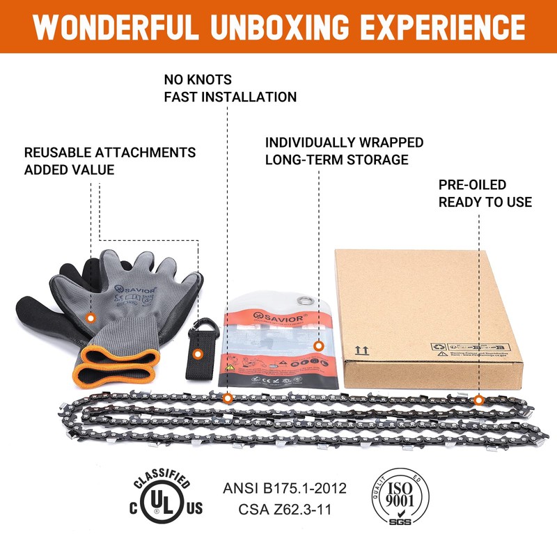 Savior 28 Inch Chainsaw Chain 3/8"Pitch .050" Gauge 93 Drive