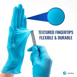 SAFEWAY Nitrile-Vinyl Blended Disposable Gloves, 1000, Powder-Free & Non-Latex, Protective Gloves for Medical Exams & Cooking, Blue, Medium