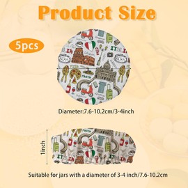 Sourdough Starter Jar Cloth Covers,Italy Famous Rome Landmark Pattern Reusable Fabric Lids for Enhanced Fermentation Stretchy Cloth Lids Fits Jar Mouth Ranging 3"- 4" Inches